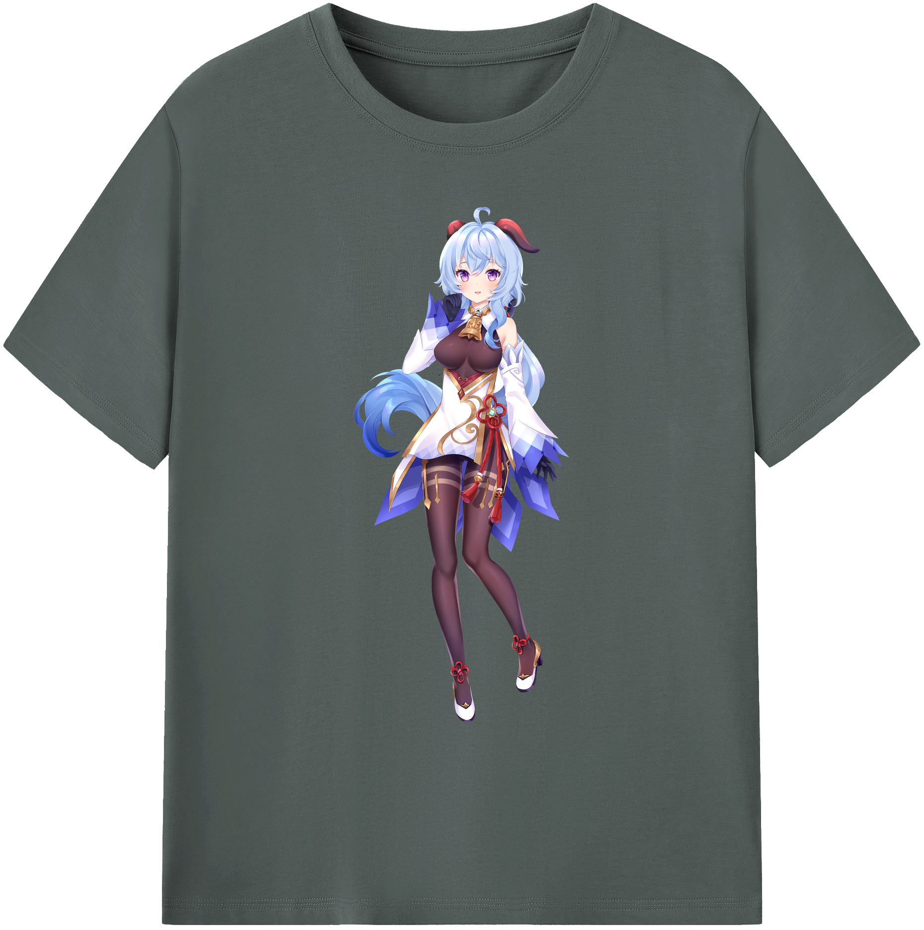 げんし神 甘雨 かんう genshin Ganyu 綿100％ メンズ半袖Tシャツ｜肌触りやわらか＆通気性
